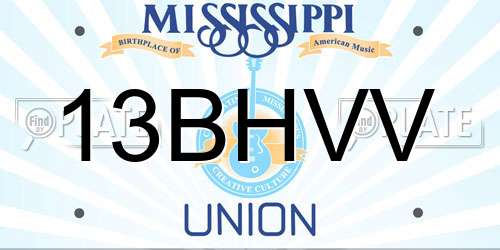 13BHVV Mississippi License Plate