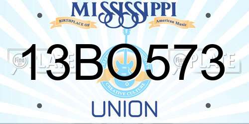 13BO573 Mississippi License Plate