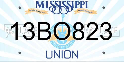 13BO823 Mississippi License Plate