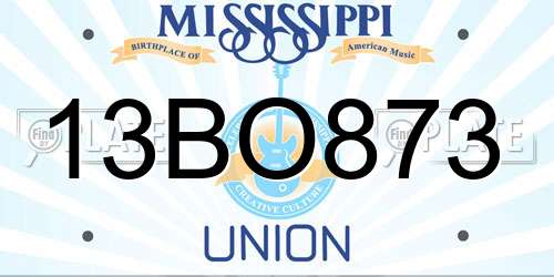 13BO873 Mississippi License Plate