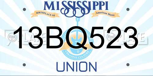 13BQ523 Mississippi License Plate