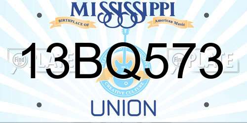 13BQ573 Mississippi License Plate