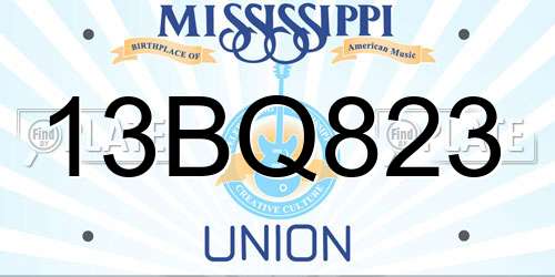13BQ823 Mississippi License Plate