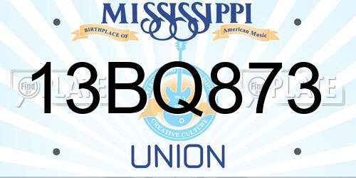 13BQ873 Mississippi License Plate