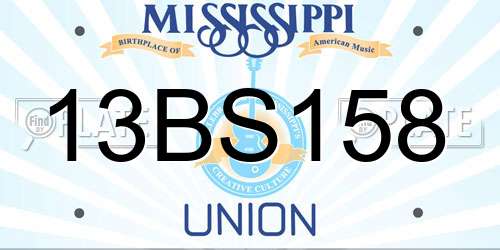 13BS158 Mississippi License Plate