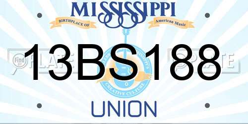 13BS188 Mississippi License Plate