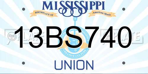 13BS740 Mississippi License Plate