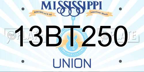 13BT250 Mississippi License Plate