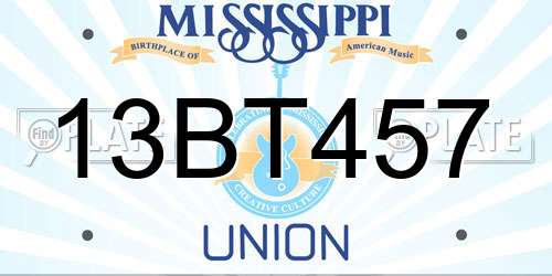 13BT457 Mississippi License Plate