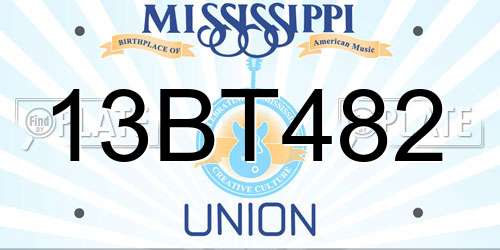 13BT482 Mississippi License Plate
