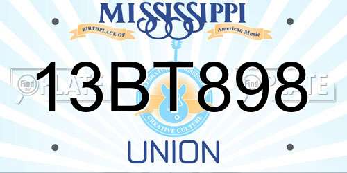 13BT898 Mississippi License Plate