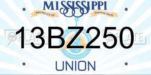13BZ250 Mississippi License Plate