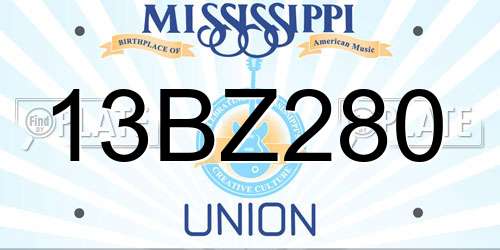 13BZ280 Mississippi License Plate