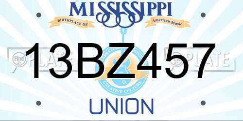 13BZ457 Mississippi License Plate