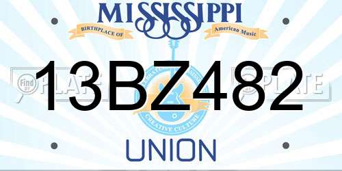 13BZ482 Mississippi License Plate