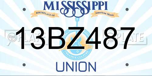 13BZ487 Mississippi License Plate