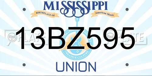 13BZ595 Mississippi License Plate