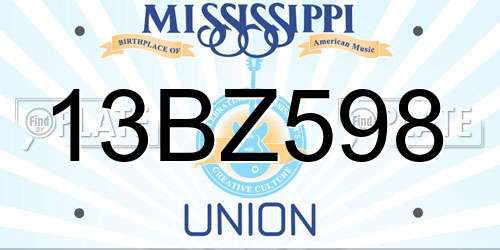 13BZ598 Mississippi License Plate