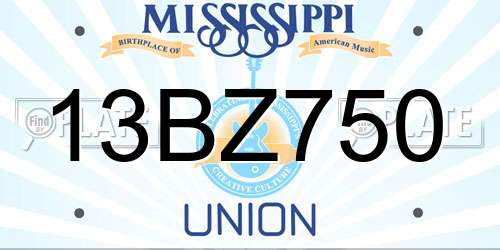 13BZ750 Mississippi License Plate