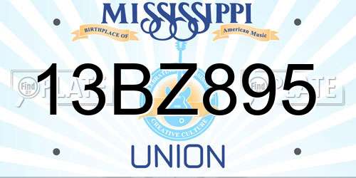 13BZ895 Mississippi License Plate