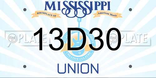 13D30 Mississippi License Plate
