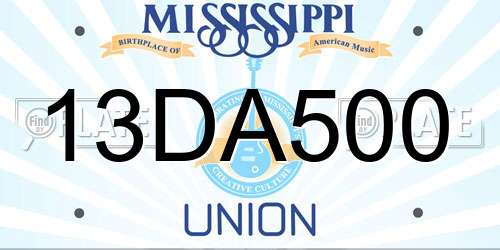 13DA500 Mississippi License Plate