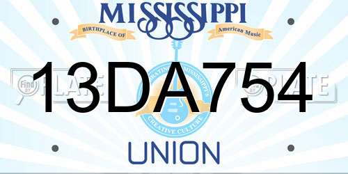 13DA754 Mississippi License Plate