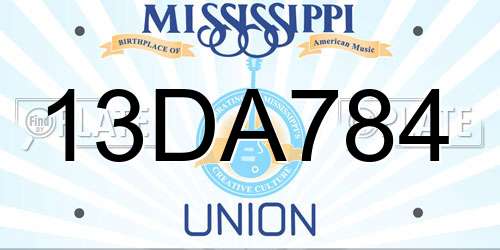 13DA784 Mississippi License Plate