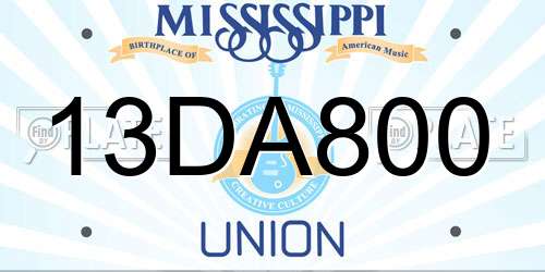 13DA800 Mississippi License Plate