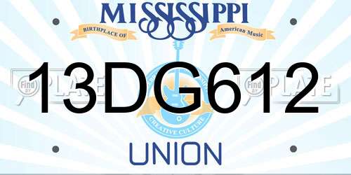 13DG612 Mississippi License Plate