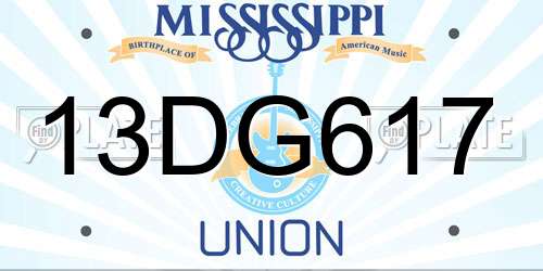 13DG617 Mississippi License Plate