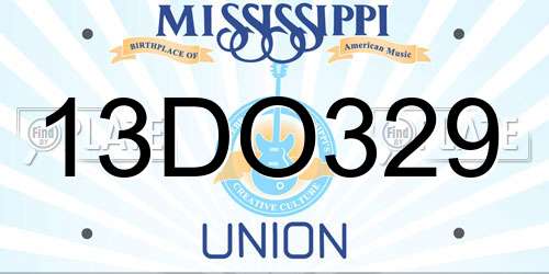 13DO329 Mississippi License Plate