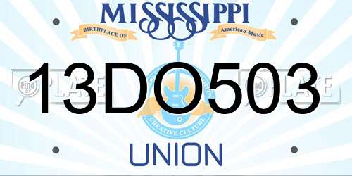 13DO503 Mississippi License Plate