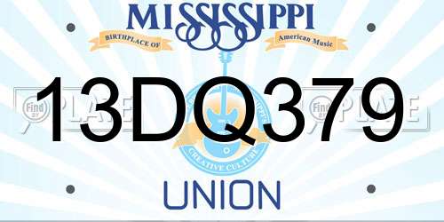 13DQ379 Mississippi License Plate