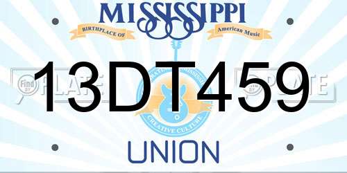 13DT459 Mississippi License Plate
