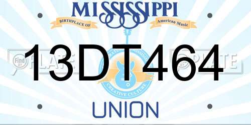 13DT464 Mississippi License Plate