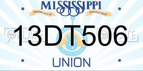 13DT506 Mississippi License Plate