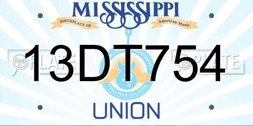 13DT754 Mississippi License Plate