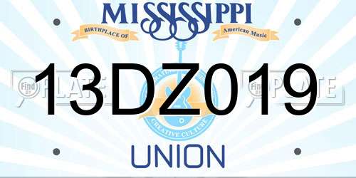 13DZ019 Mississippi License Plate