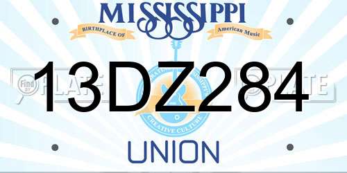 13DZ284 Mississippi License Plate