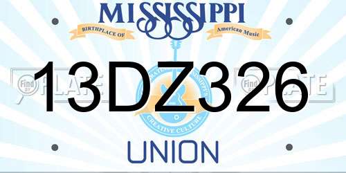 13DZ326 Mississippi License Plate