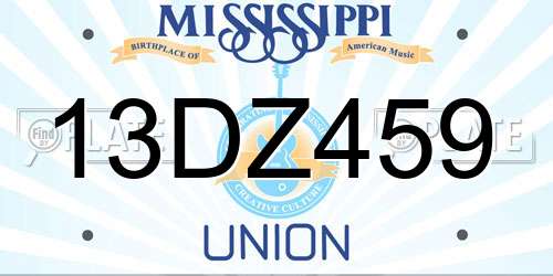 13DZ459 Mississippi License Plate