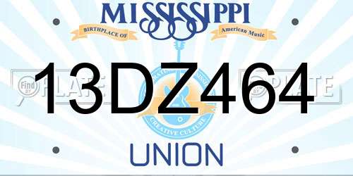 13DZ464 Mississippi License Plate
