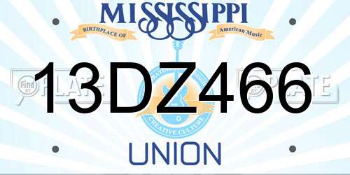 13DZ466 Mississippi License Plate