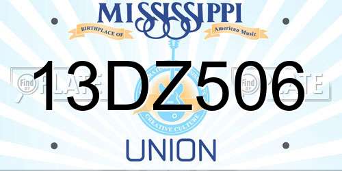 13DZ506 Mississippi License Plate