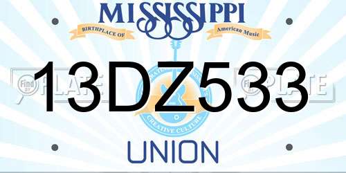13DZ533 Mississippi License Plate