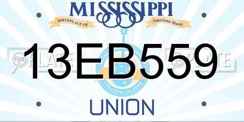 13EB559 Mississippi License Plate