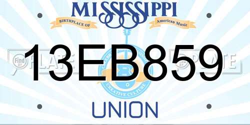 13EB859 Mississippi License Plate