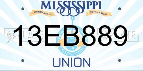 13EB889 Mississippi License Plate