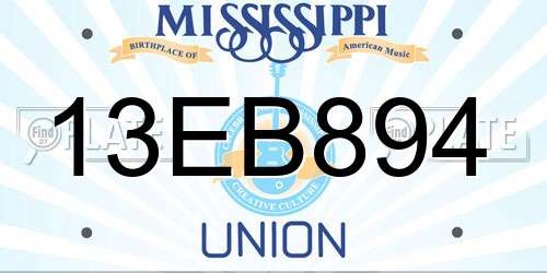 13EB894 Mississippi License Plate